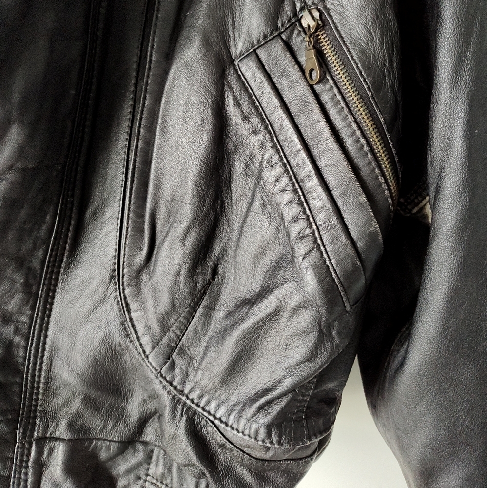 Vintage leather bomber jacket XL - Picture 6 of 16